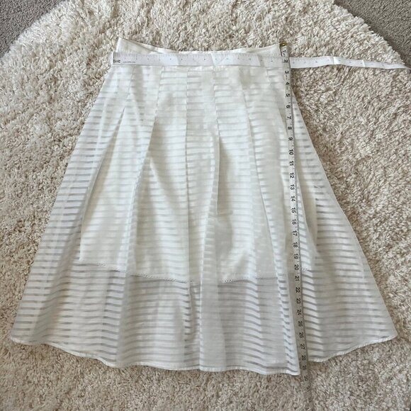Leifsdottir Anthropologie Womens Pleated Shadow Stripe Midi Skirt White Size 6 - Picture 3 of 4